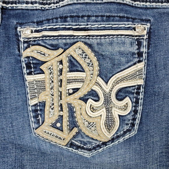 Rock Revival Jordyn Easy Boot Western Denim Blue Jeans Sz 32 x 27.5 (Hemmed) - Picture 8 of 16